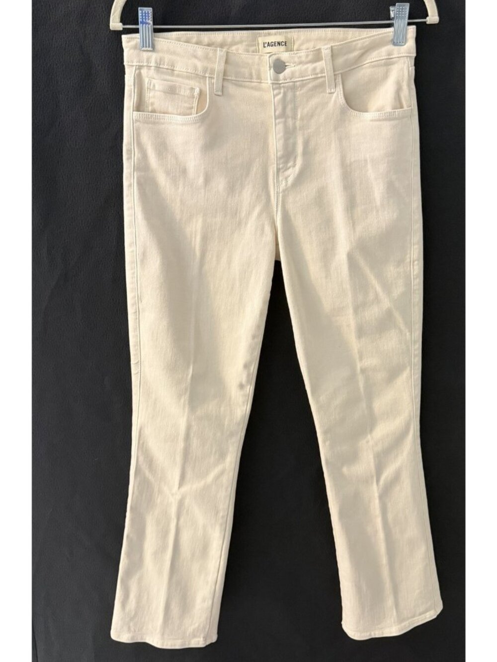 L'Agence Sada Ankle Slim Jeans Neutral Cream 27 Mid Rise Spring Summer Stretchy